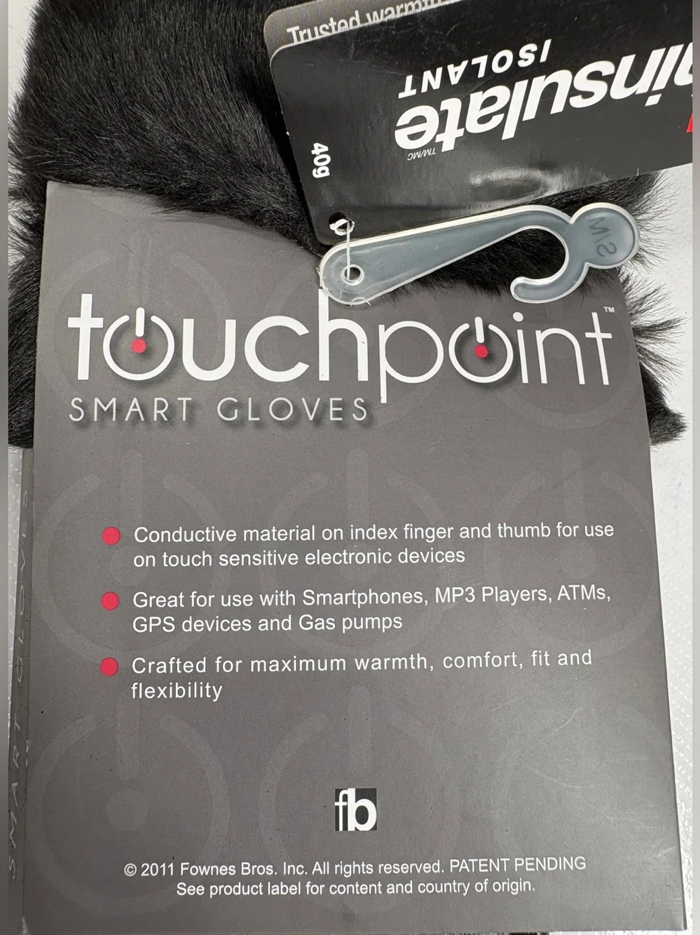 NWT  WOMENS TOUCHPOINT LEATHER - POLYESTER LINED SMART GLOVES FUR TRIM SIZE S/M